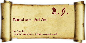 Mancher Jolán névjegykártya