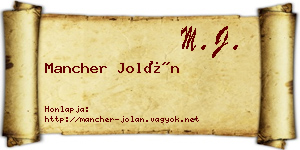 Mancher Jolán névjegykártya
