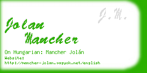 jolan mancher business card
